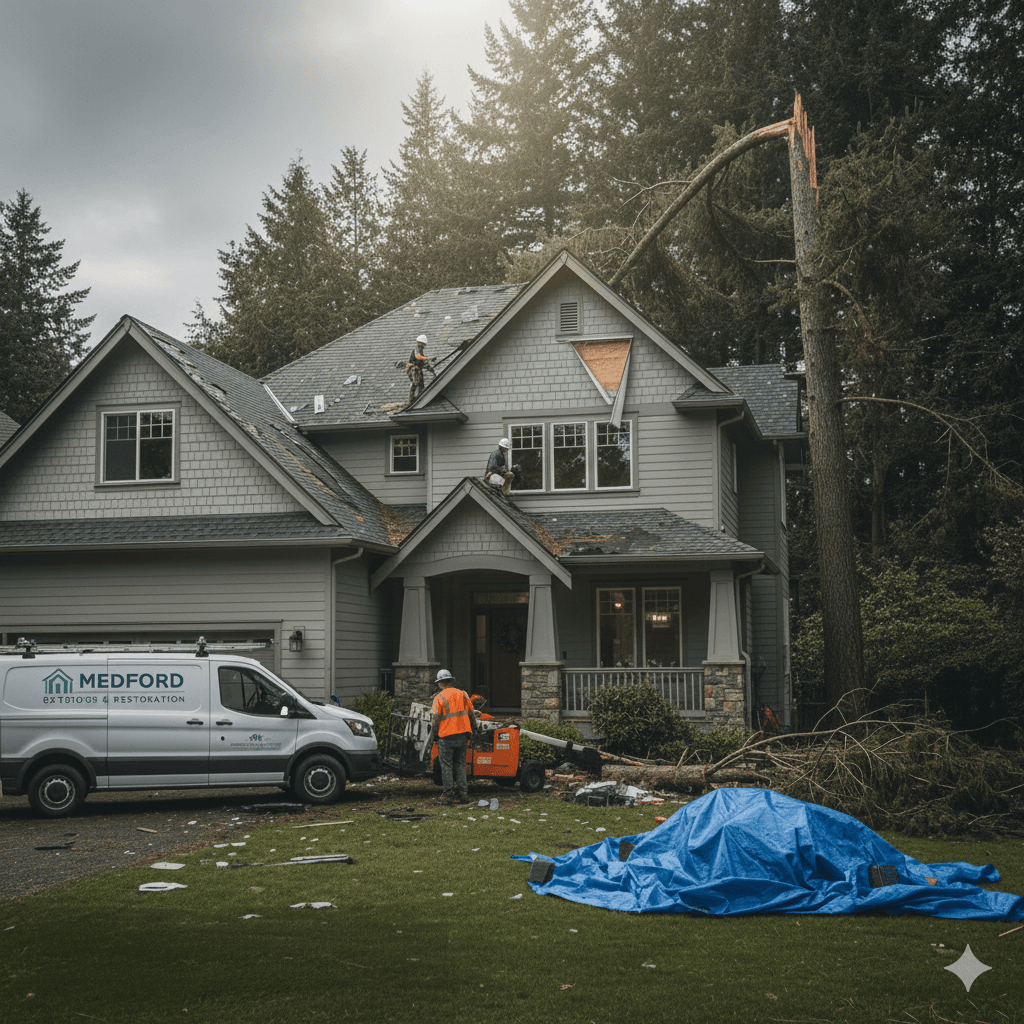 Wind damage repair for homes in Medford